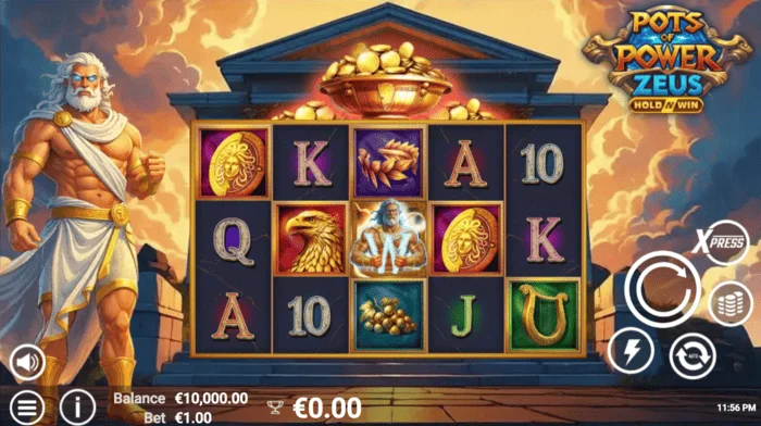 Pots of Power: Zeus - Skrin utama dengan gegelung